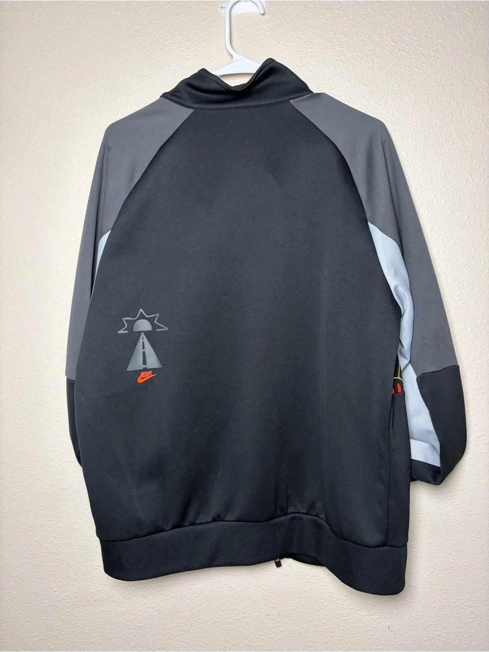 Nike Black Orange & Gray Smiley-Panel Full-Zip Jacket